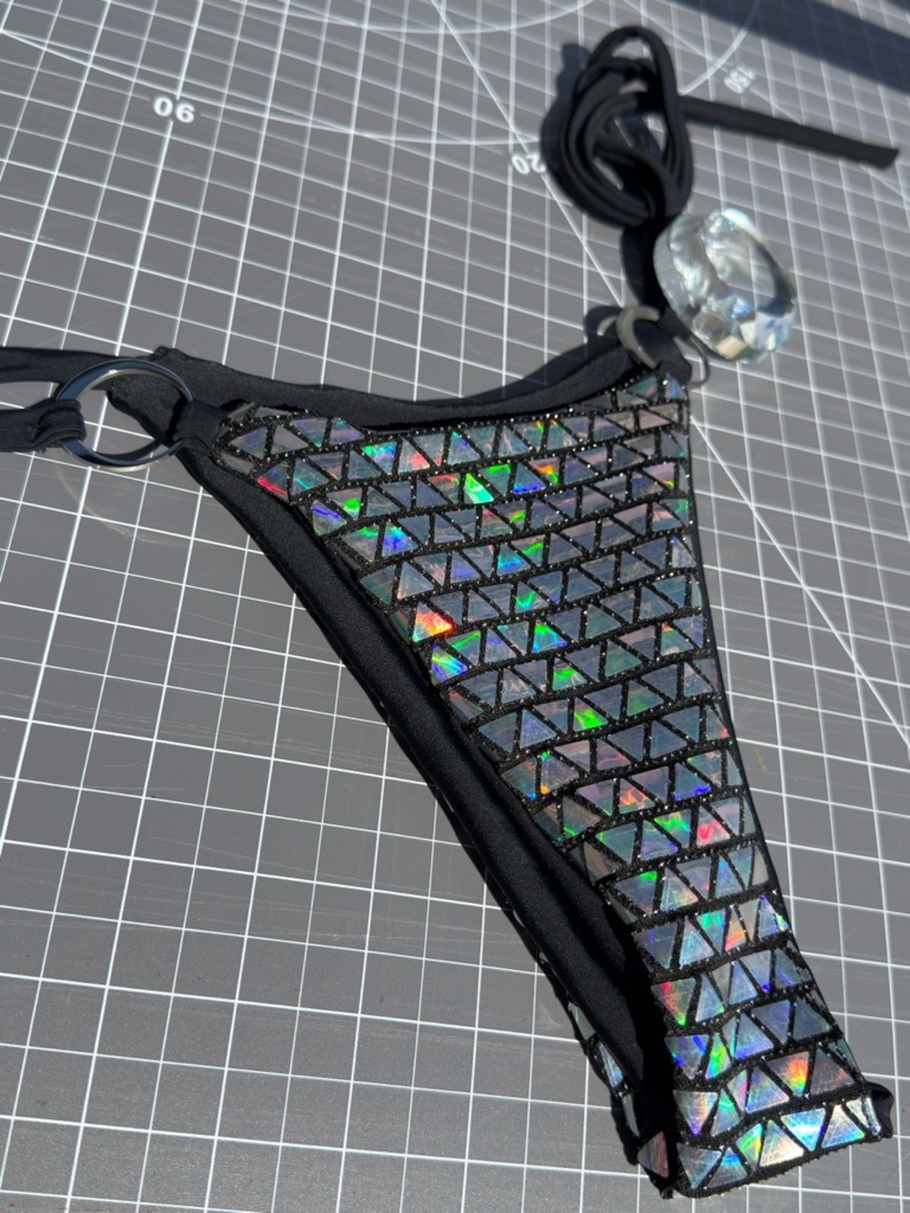 Holographic Triangle Bikini Bottom - Black